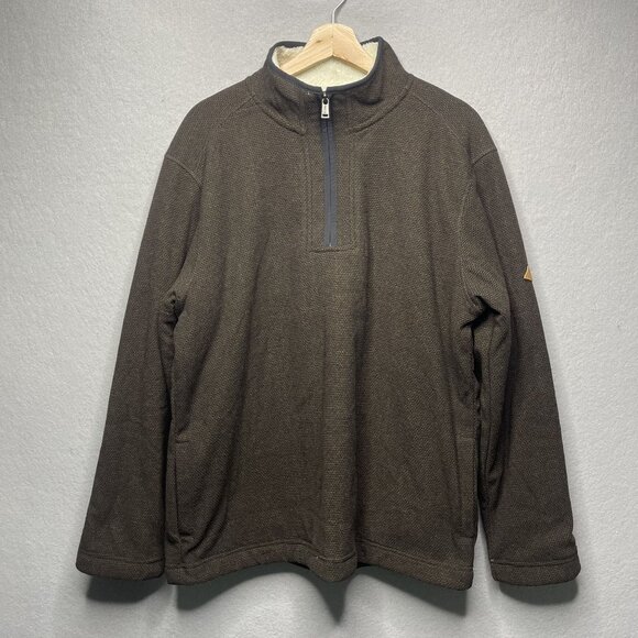 ORVIS Men’s 1/4 Zip Sherpa-Lined Pullover Sweater L Brown - Picture 1 of 6